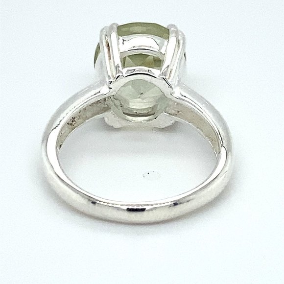 Green Amethyst 6.02ct Platinum Finish Silver Ring - Picture 4 of 6